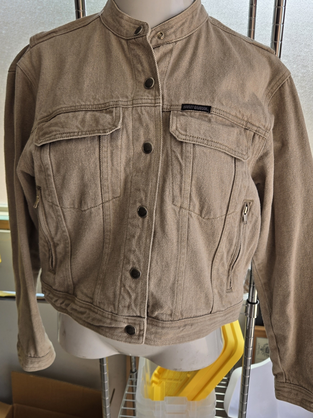 Vintage 90s Harley Davidson Made in USA Stone Wash Denim Moto Jacket M